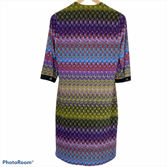 ETCETERA Bright Bold Geometric Print Shift Dress 2 - Picture 2 of 12